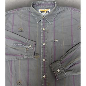 Vtg Cotler Expedition Flight Shirt-Men Size Medium Rare Button Up All Over Print